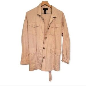 Karen Kane Beige Button Up Shacket w/ Waist Tie Size Small